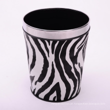 Zebra couro de design coberto caixote de lixo cônico para Guestroom (A12-1904Q)